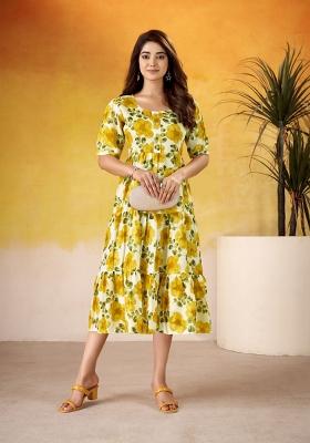 Green Floral Print Art Silk Kurta Set