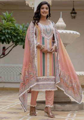Multicolor Abstract Print Rayon Kurta Set