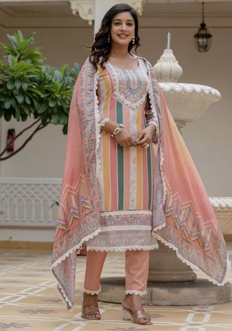 Multicolor Abstract Print Rayon Kurta Set
