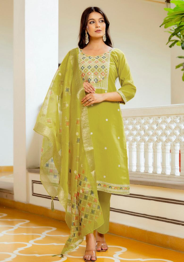 Yellow Abstract Print Viscose Kurta Set - Indya