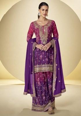 Violet Printed Chinon Salwar Suit