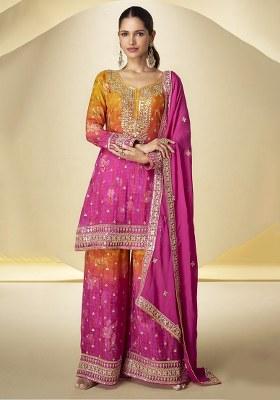 Pink Printed Chinon Salwar Suit