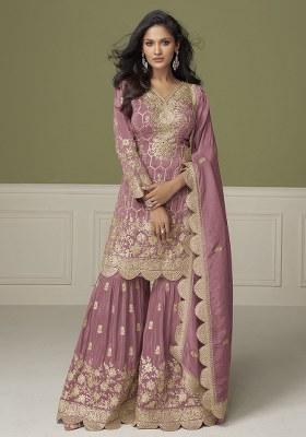 Dark Peach Embroidery Simar Salwar Suit