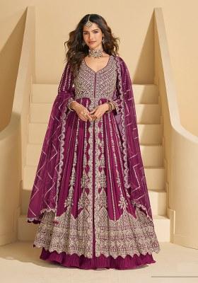 Pink Embroidery Chinon Salwar Suit