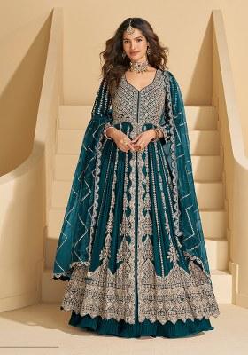 Rama Blue Embroidery Chinon Salwar Suit