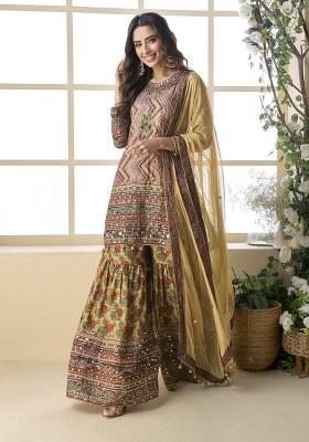 Mehendi Printed Silk Salwar Suit