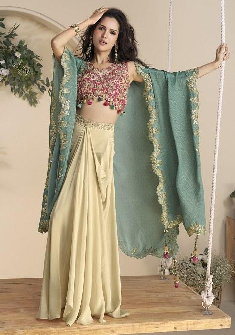 Rama Blue Printed Chinon Plazzo Set