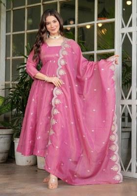 Pink Embroidery Georgette Kurta Set
