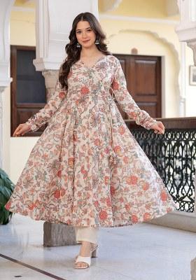 Multi Floral Printed Cotton Kurta Set