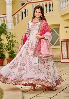 Multicolor Embroidered Georgette Anarkali Set