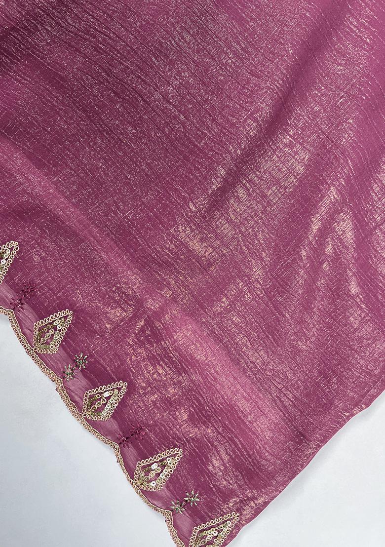 Pink Embroidery Crunchy Salwar Suit - Indya