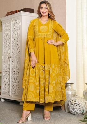 Light Yellow Embroidery Cotton Kurta Sets
