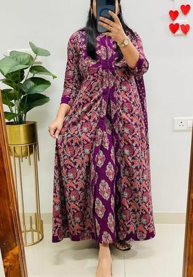 Purple Printed Cotton Kurta Sets