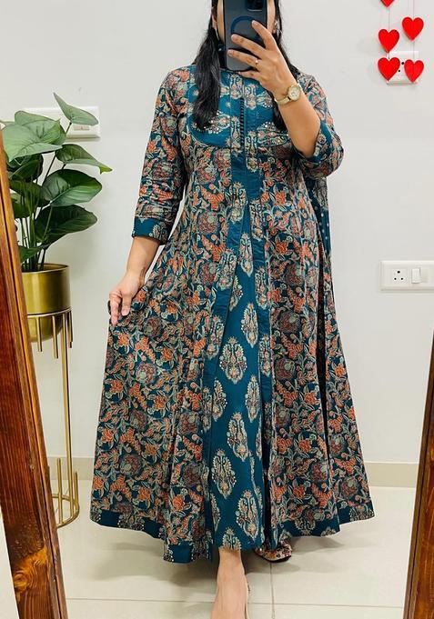 Blue Printed Cotton Kurta Sets