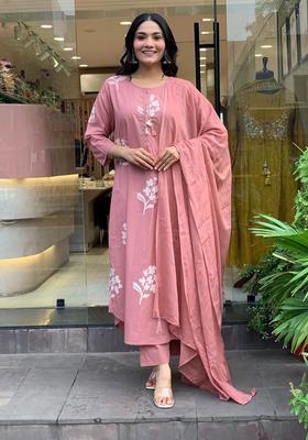 Pink Printed Cotton Kurta Sets