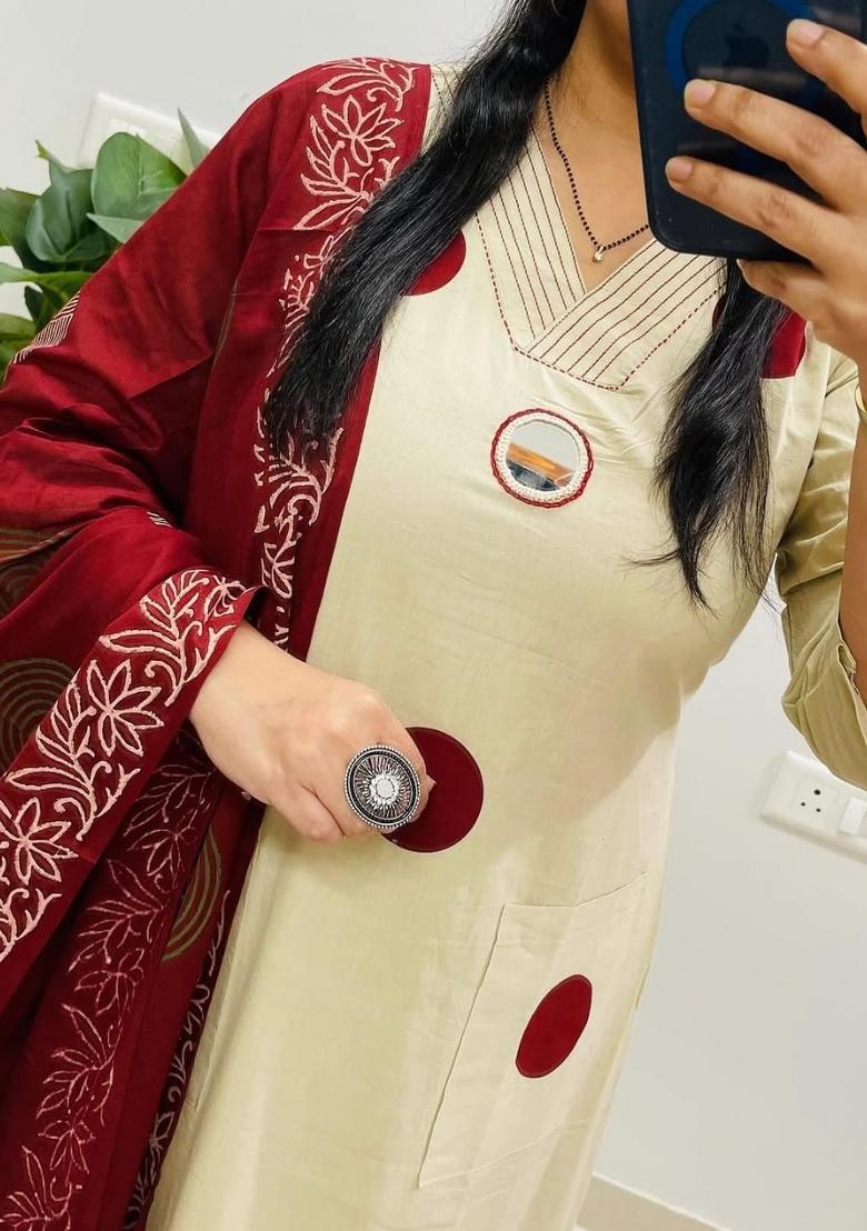 White Embroidery Cotton Kurta Sets - Indya