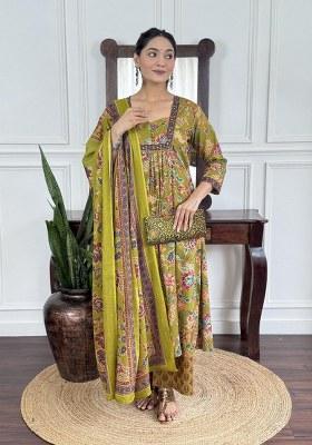 Green Printed Cotton Kurta Set