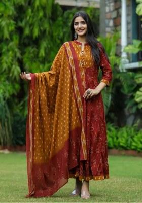 Multicolor Embroidery Cotton Kurta Set