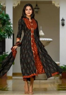 Multicolor Embroidery Cotton Kurta Set