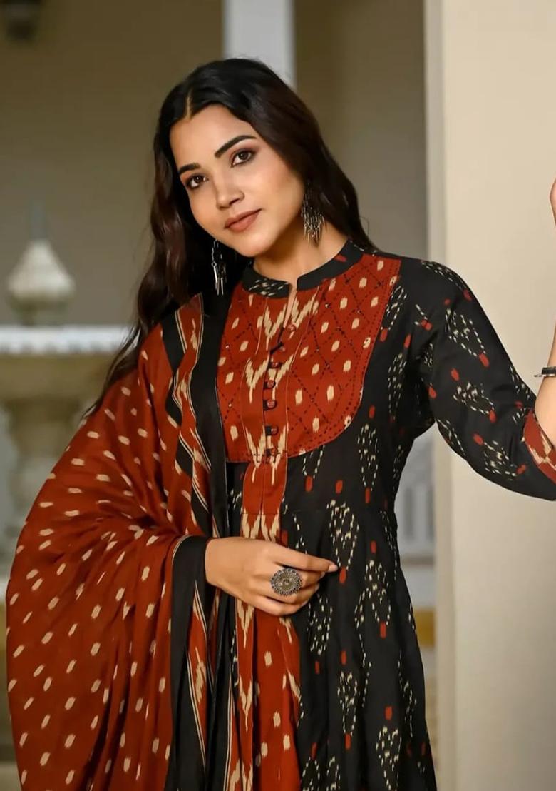 Multicolor Embroidery Cotton Kurta Set - Indya