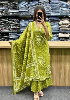 Light Green Embroidery Cotton Kurta Set