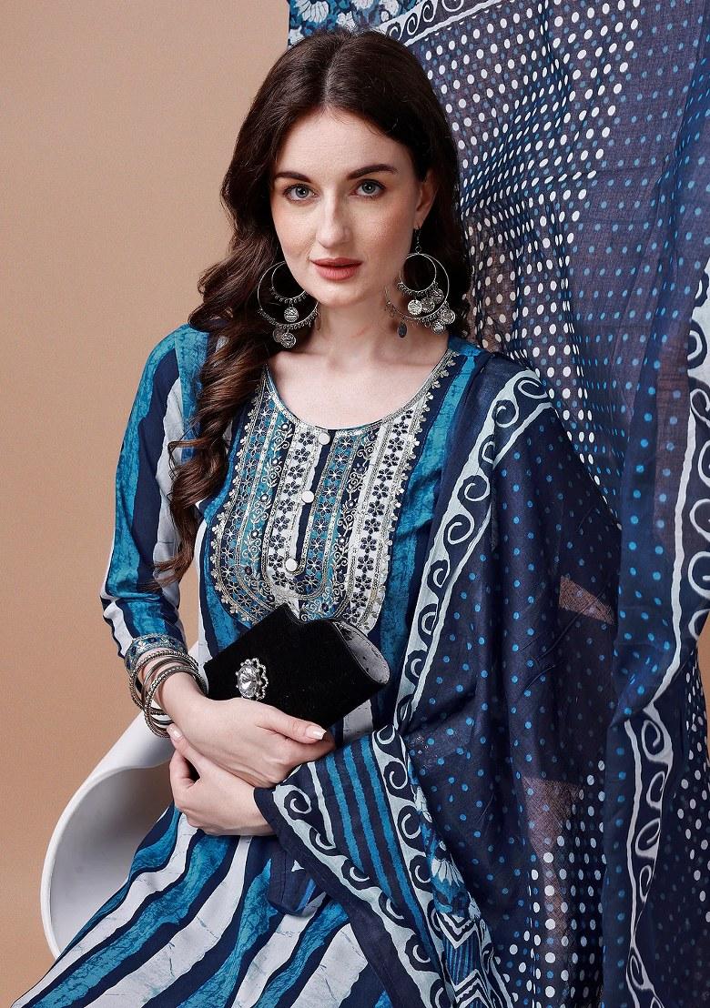 Multicolor Embroidery Rayon Kurta Set - Indya