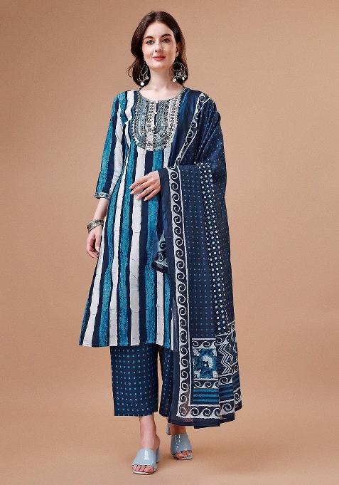 Multicolor Embroidery Rayon Kurta Set