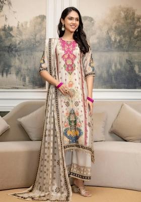 White Embroidery Silk Kurta Set