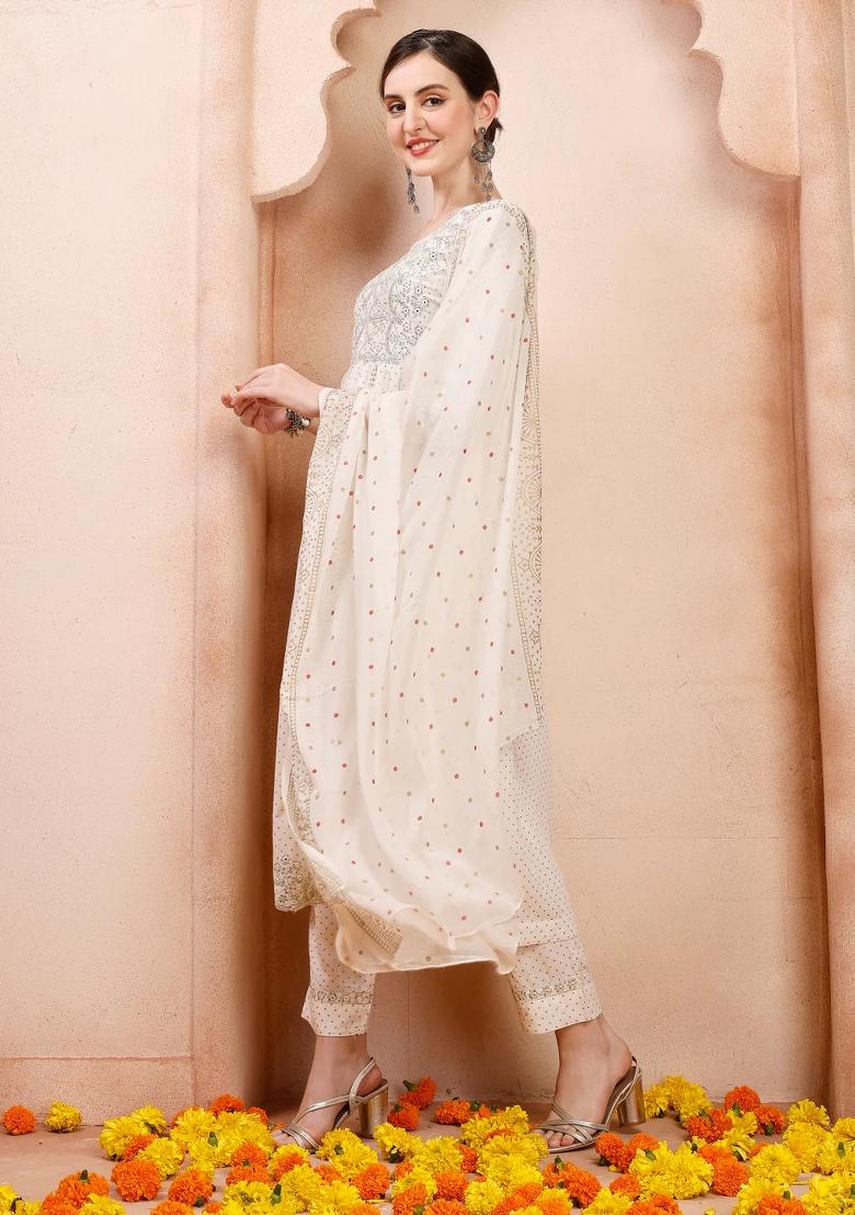 Multicolor Embroidery Rayon Kurta Set - Indya