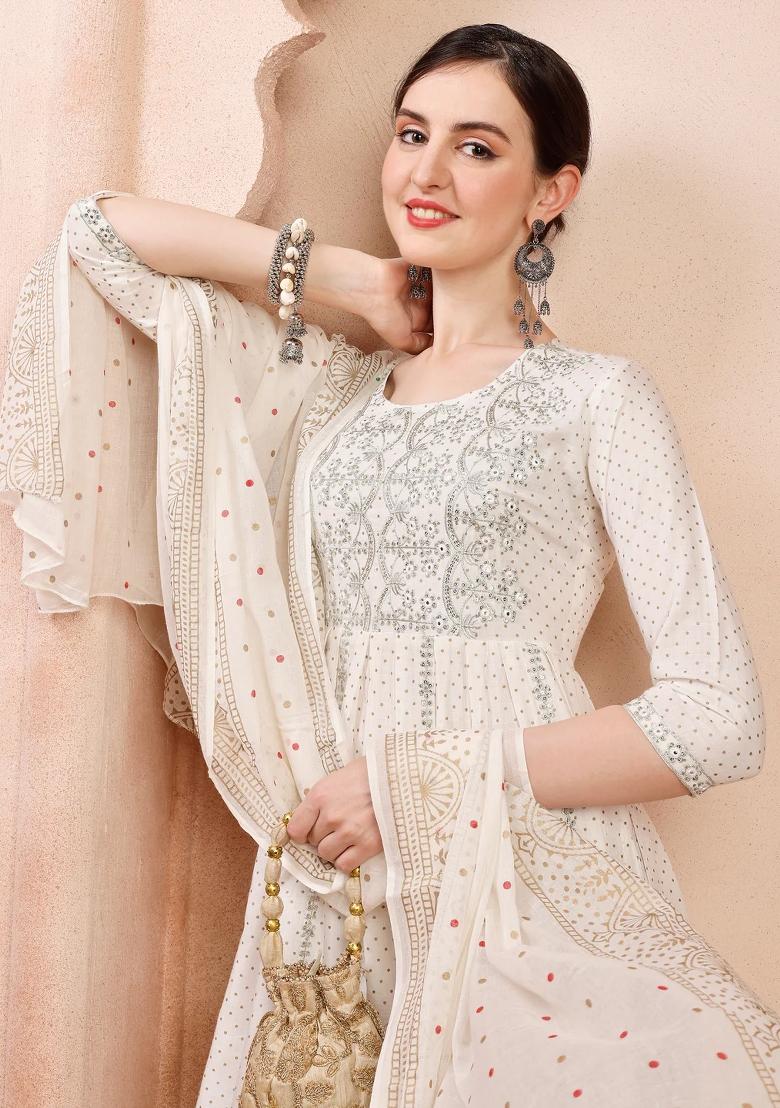 Multicolor Embroidery Rayon Kurta Set - Indya