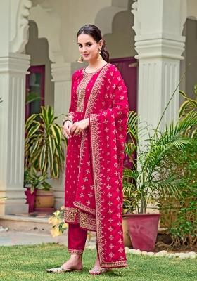 Pink Embroidery Silk Kurta Set
