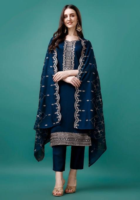 Multicolor Embroidery Rayon Kurta Set