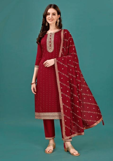 Multicolor Embroidery Rayon Kurta Set