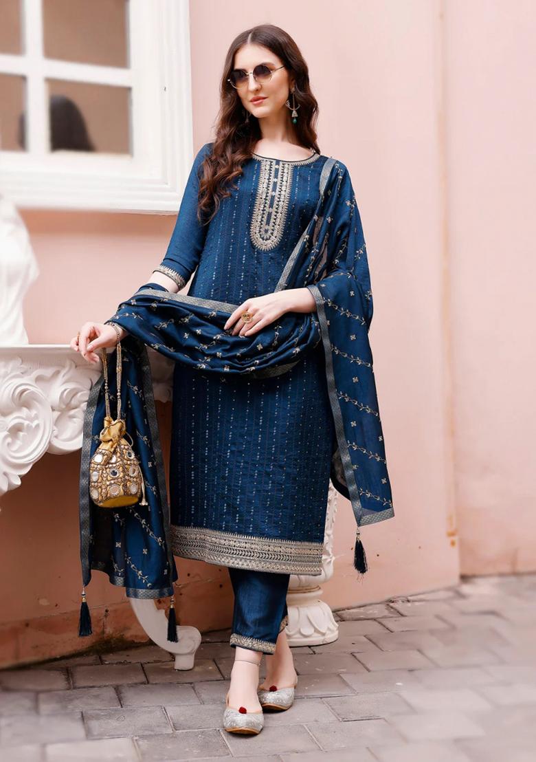 Multicolor Embroidery Rayon Kurta Set - Indya