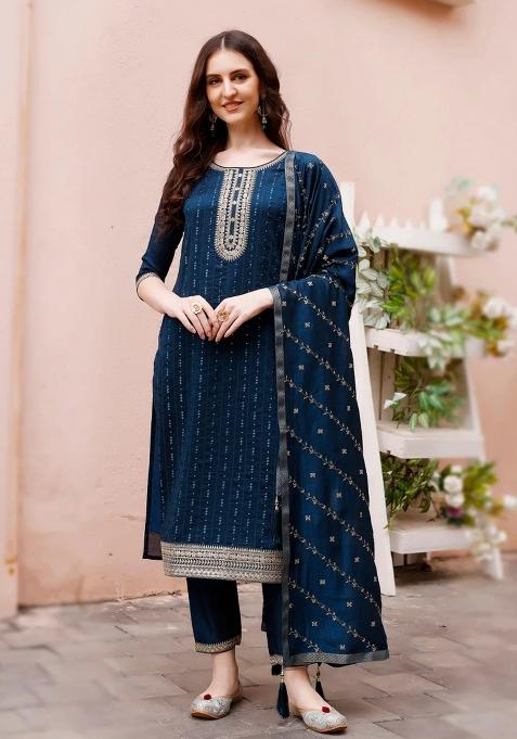 Multicolor Embroidery Rayon Kurta Set