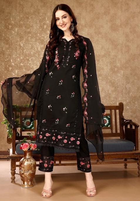 Multicolor Embroidery Rayon Kurta Set