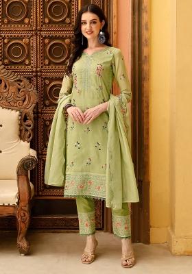 Multicolor Embroidered Rayon Straight Kurta Set