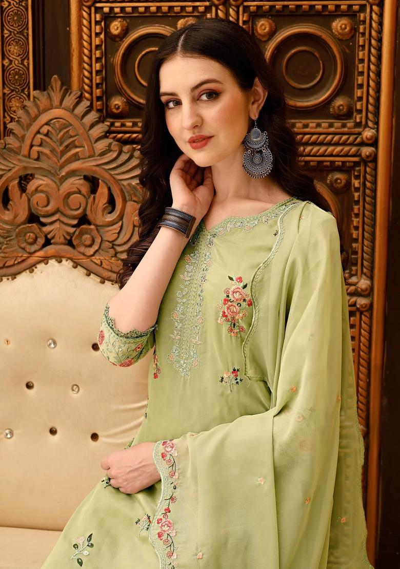 Multicolor Embroidery Rayon Kurta Set - Indya
