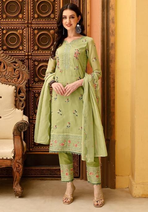 Multicolor Embroidery Rayon Kurta Set