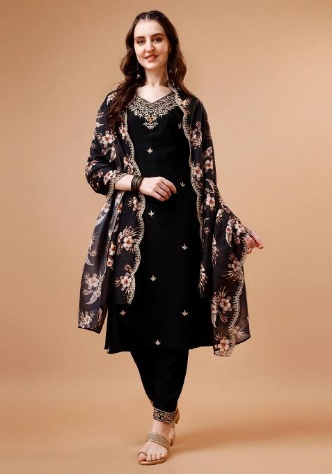 Multicolor Embroidery Rayon Kurta Set