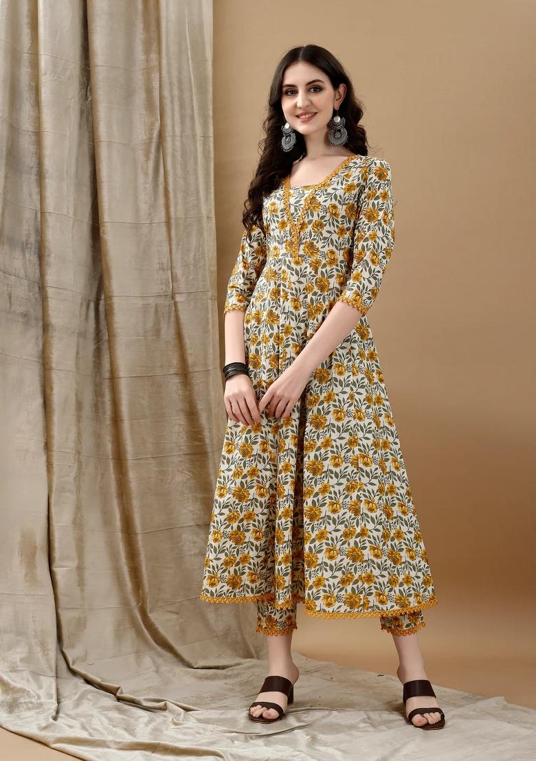 Multicolor Embroidery Rayon Kurta Set - Indya