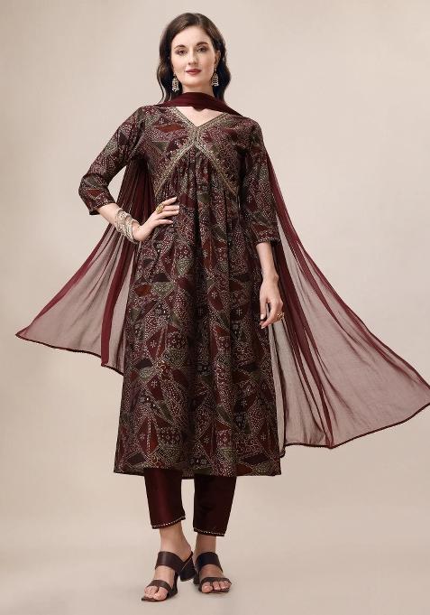 Multicolor Embroidery Rayon Kurta Set