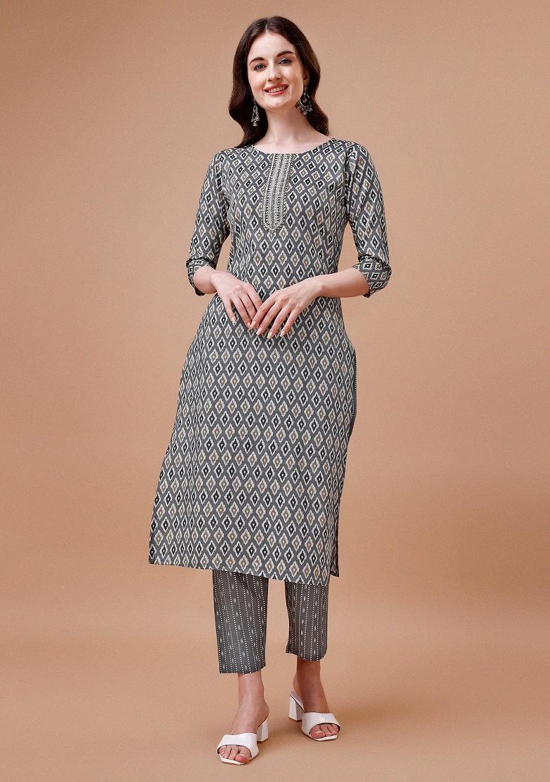 Multicolor Embroidery Rayon Kurta Set - Indya