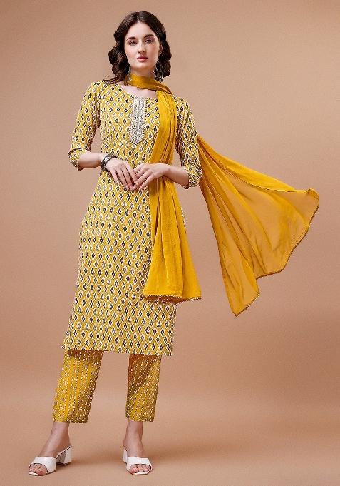 Multicolor Embroidery Rayon Kurta Set