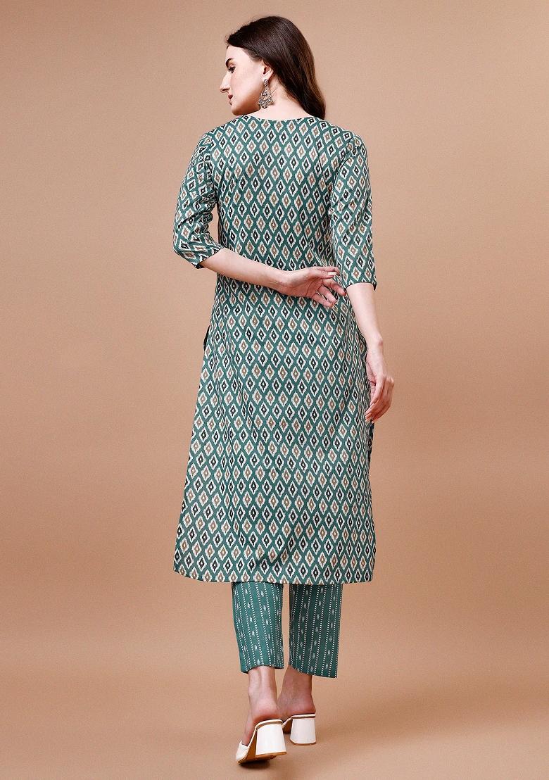 Multicolor Embroidery Rayon Kurta Set - Indya