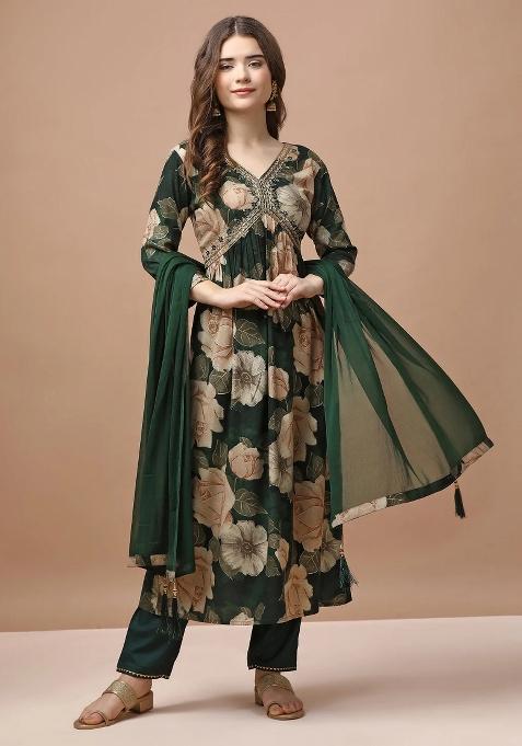 Multicolor Embroidery Rayon Kurta Set