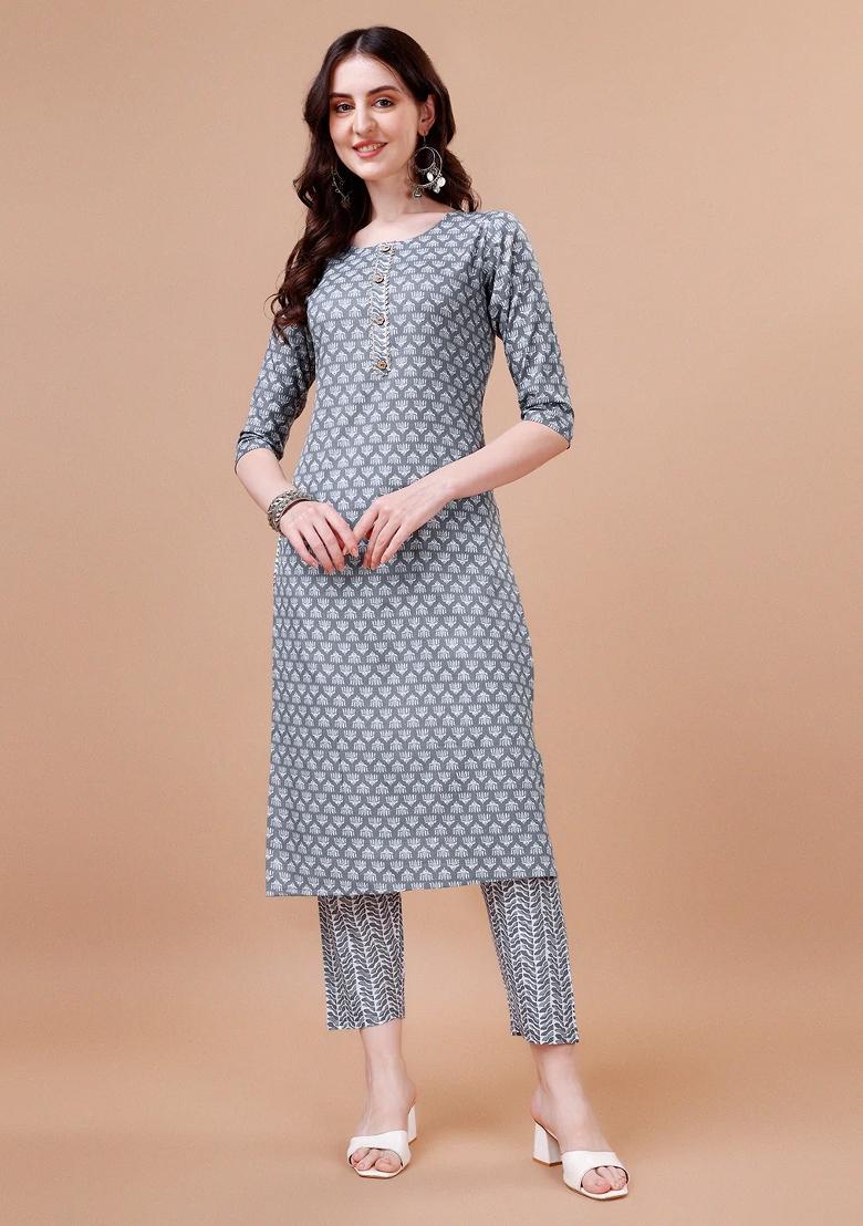 Multicolor Embroidery Rayon Kurta Set - Indya