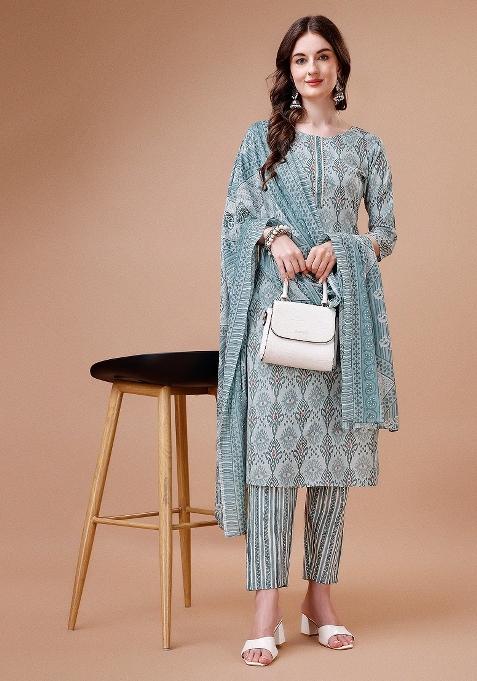 Multicolor Embroidery Rayon Kurta Set