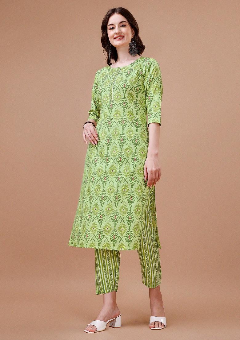 Multicolor Embroidery Rayon Kurta Set - Indya