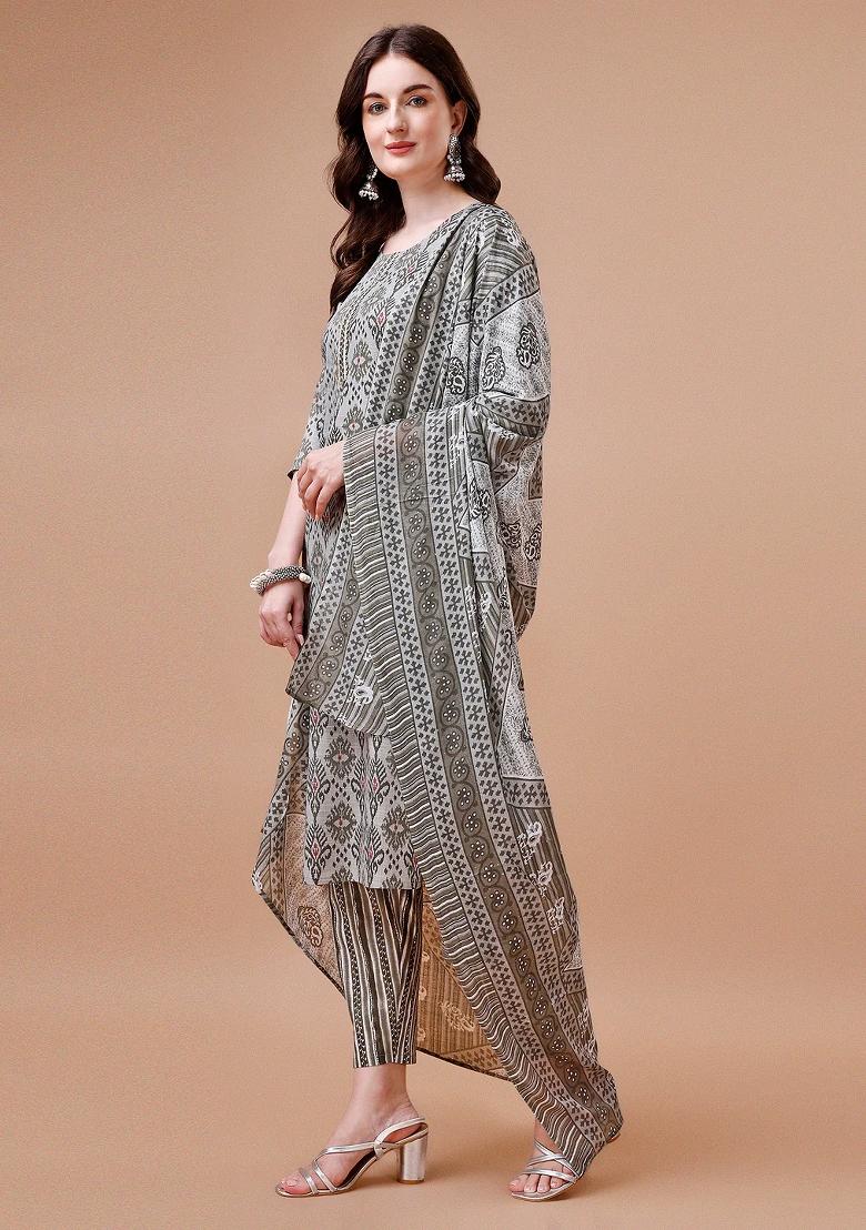 Multicolor Embroidery Rayon Kurta Set - Indya